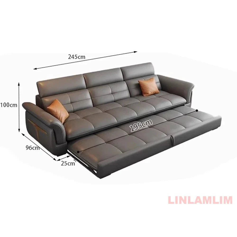 Modern L-Shaped Electric Recliner Sofa Bed – Italian Leather Sectional Couch Manwatstore