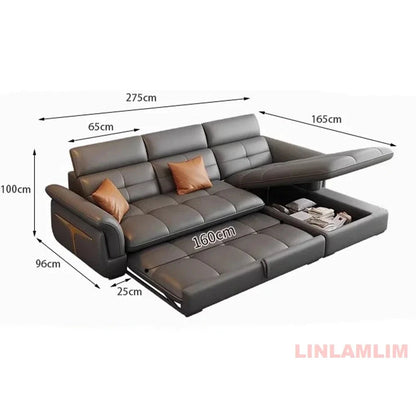 Modern L-Shaped Electric Recliner Sofa Bed – Italian Leather Sectional Couch Manwatstore