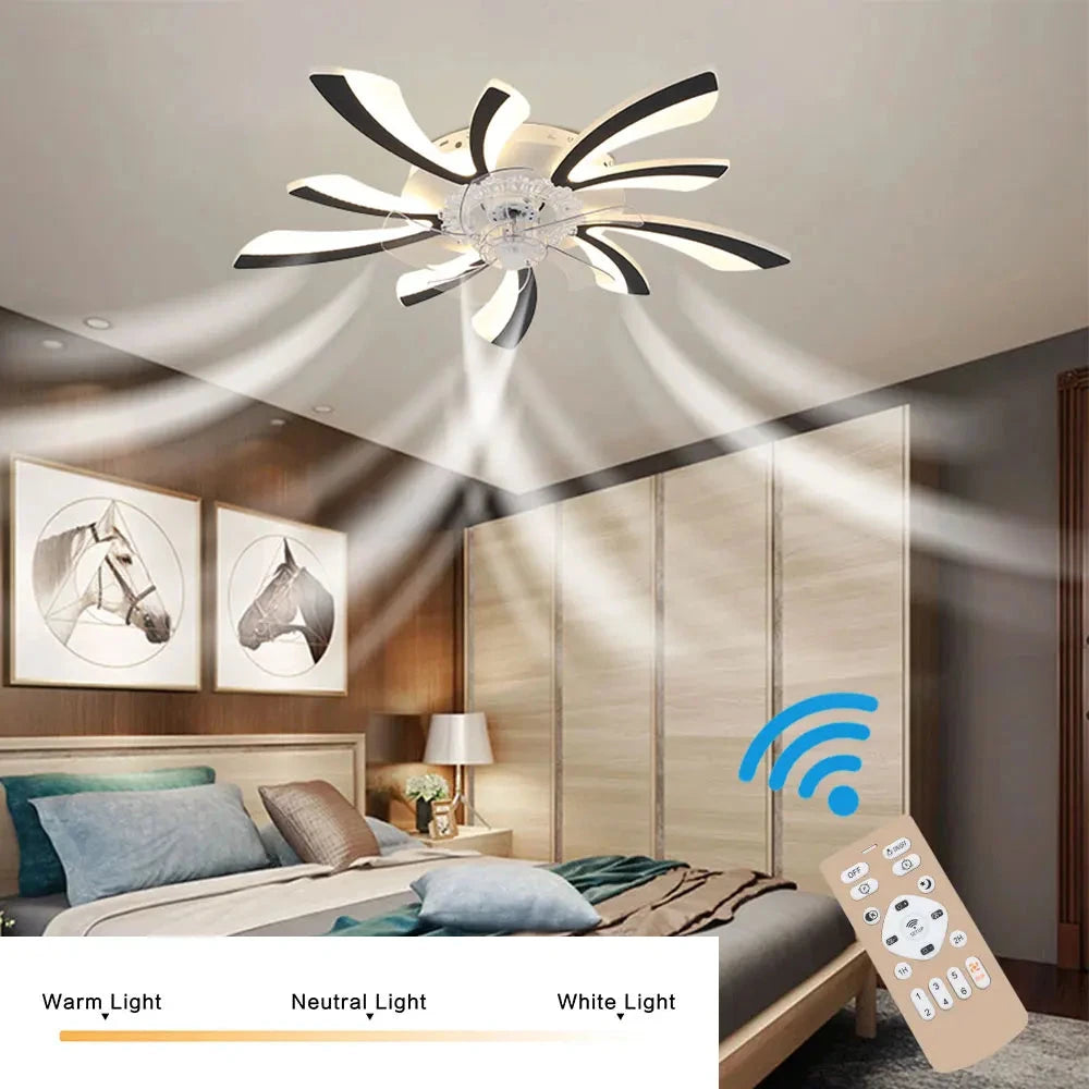 Modern LED Ceiling Fan with Remote Control, 6 Speeds &amp; 3 Colour Temperatures ceiling fan Manwatstore