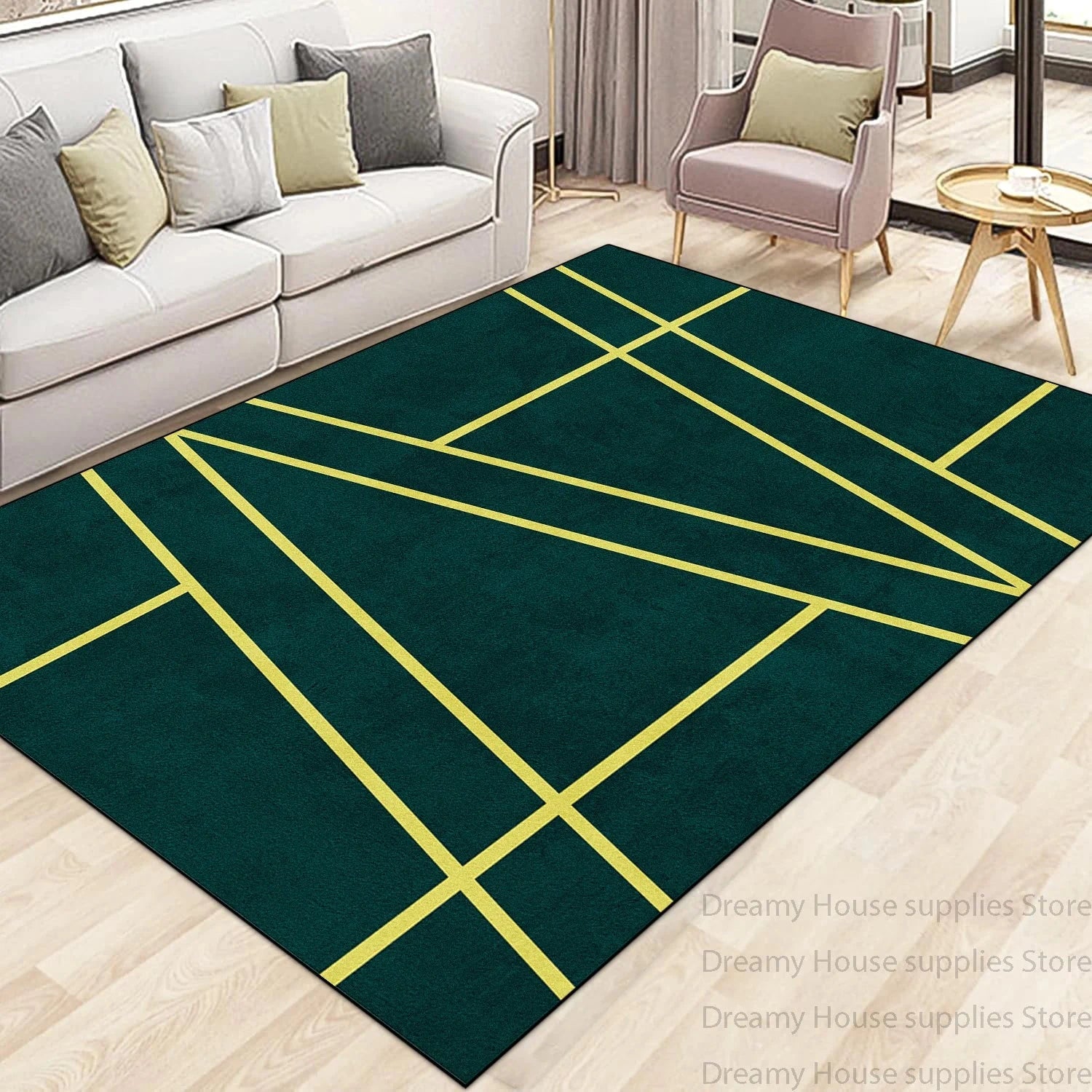 Modern Light Luxury Carpet Living Room Machine Washable Home Decoration Non-slip Rug Bedroom Dining Room Easy Clean Foot Mat Manwatstore
