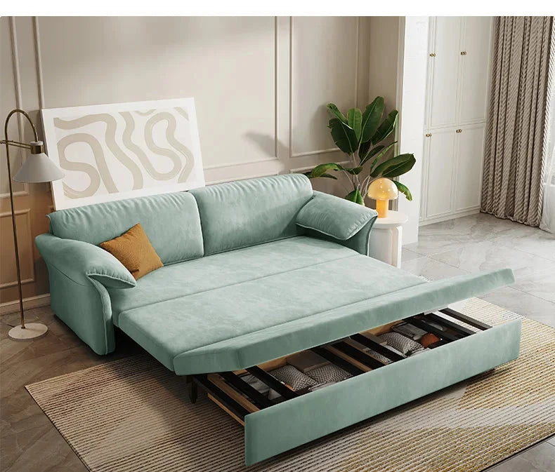 Modern Simple Folding Multifunctional Retractable Living Room Bedroom Fabric Sofa Bed High Quality Sofa Bed With Storage Manwatstore