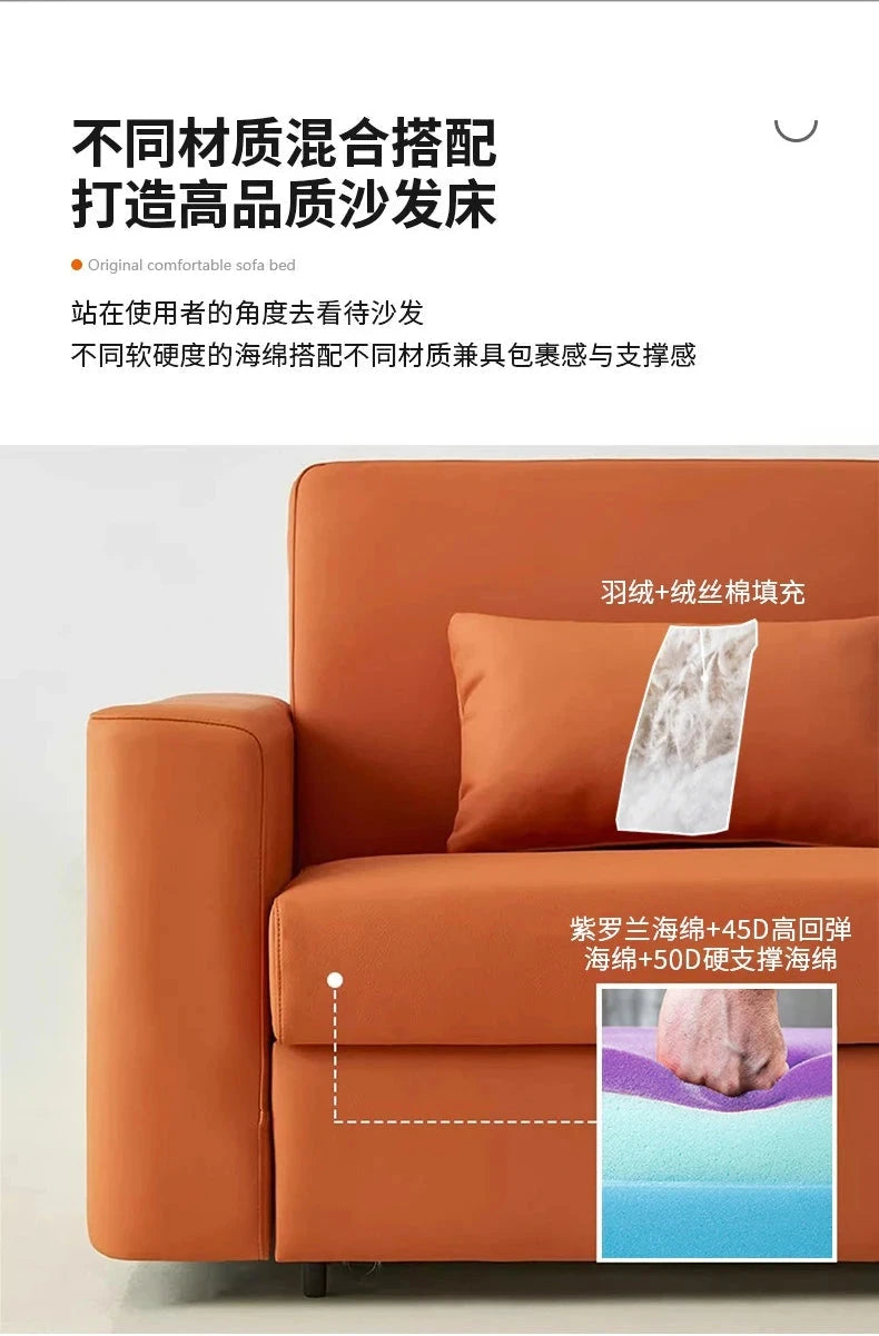 Modern Sofa Bed Folding Living Room Leather Sofa Bed with Mattress Multi-functional and Dual-purpose Раскладушка Походная Manwatstore