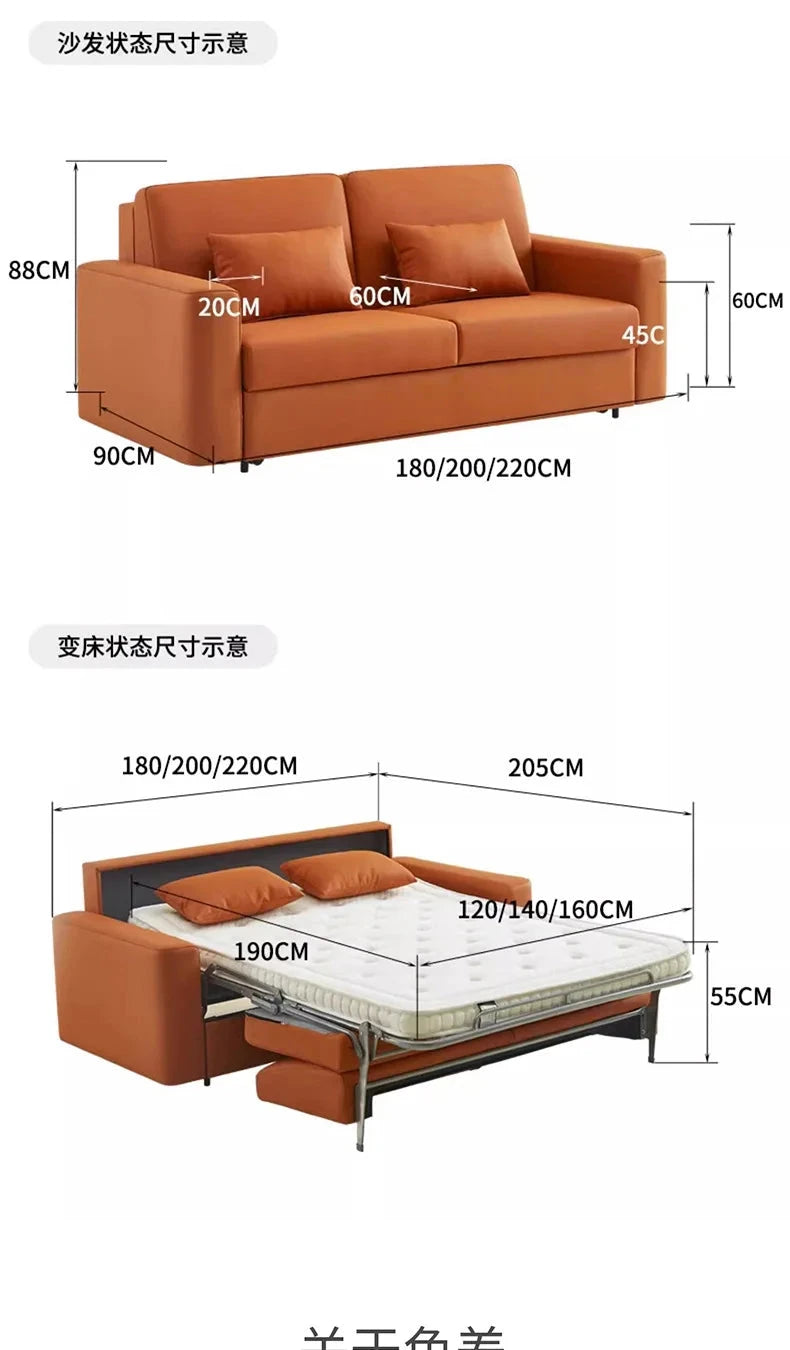 Modern Sofa Bed Folding Living Room Leather Sofa Bed with Mattress Multi-functional and Dual-purpose Раскладушка Походная Manwatstore