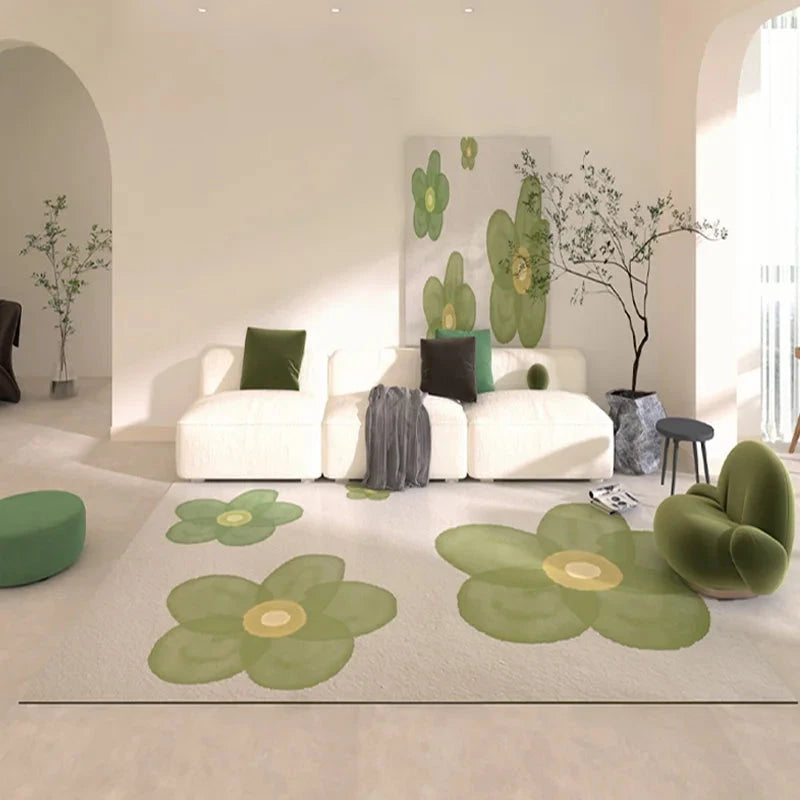 Modern Style Bedroom Decor Green Carpet Large Area Carpets for Living Room Washable Lounge Plush Floor Mat Fluffy Soft Study Rug Manwatstore