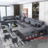 Modern Tech Fabric Sectional Sofa Set with Chaise Lounge, Bluetooth Speakers & USB Charging Ports Manwatstore