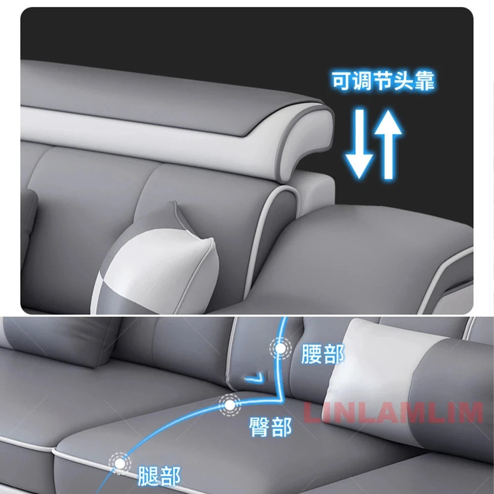 Modern Tech Fabric Sectional Sofa Set with Chaise Lounge, Bluetooth Speakers &amp; USB Charging Ports Manwatstore