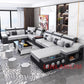 Modern Tech Fabric Sectional Sofa Set with Chaise Lounge, Bluetooth Speakers & USB Charging Ports Manwatstore