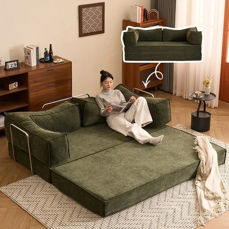 Modular Folding Sofa Bed – Retro Style Compression Lounge Sofa for Living Room &amp; Bedroom Manwatstore