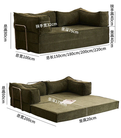 Modular Folding Sofa Bed – Retro Style Compression Lounge Sofa for Living Room &amp; Bedroom Manwatstore
