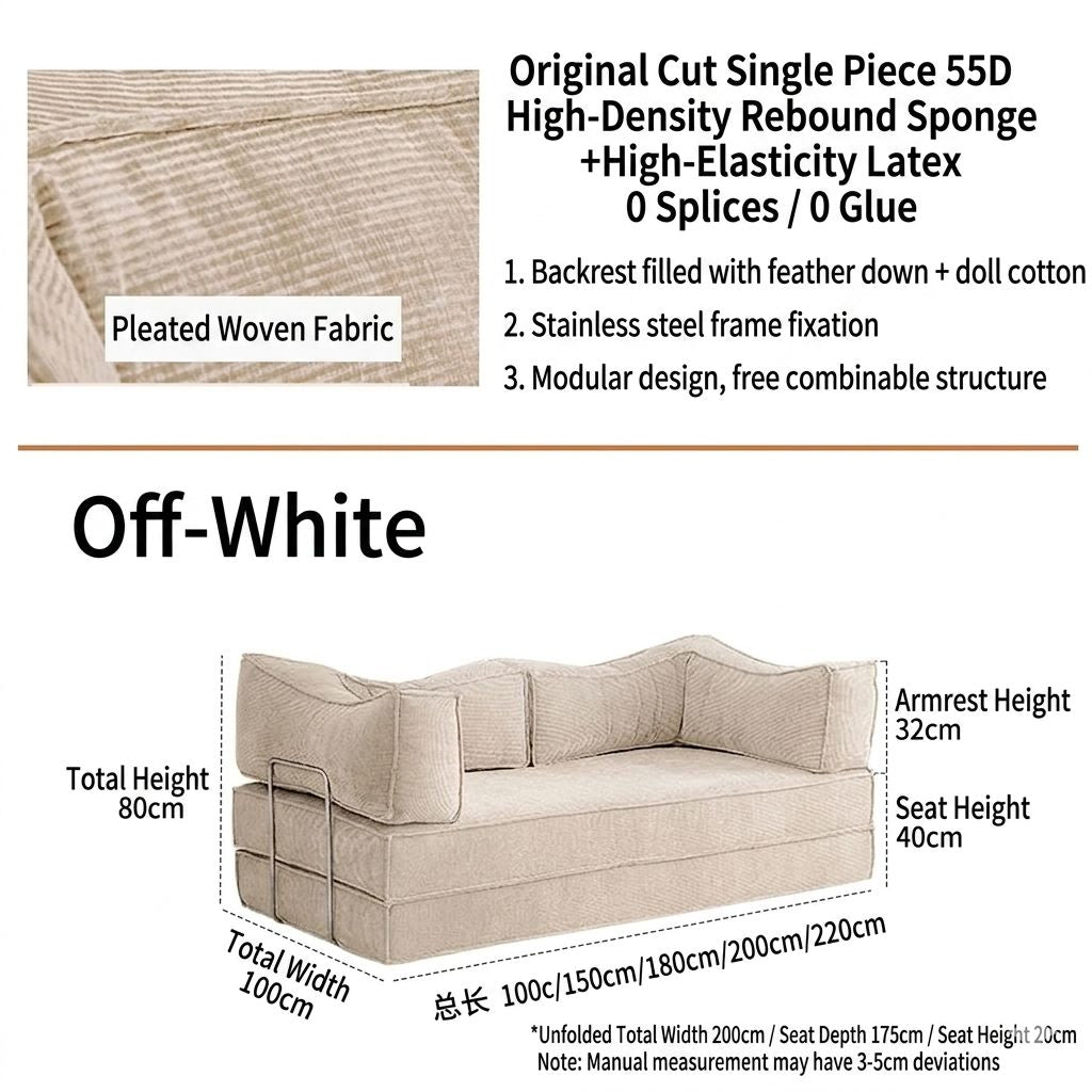 Modular Folding Sofa Bed – Retro Style Compression Lounge Sofa for Living Room &amp; Bedroom Sofa Bed For Livingroom Manwatstore