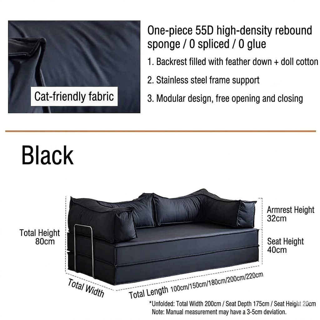 Modular Folding Sofa Bed – Retro Style Compression Lounge Sofa for Living Room &amp; Bedroom Sofa Bed For Livingroom Manwatstore