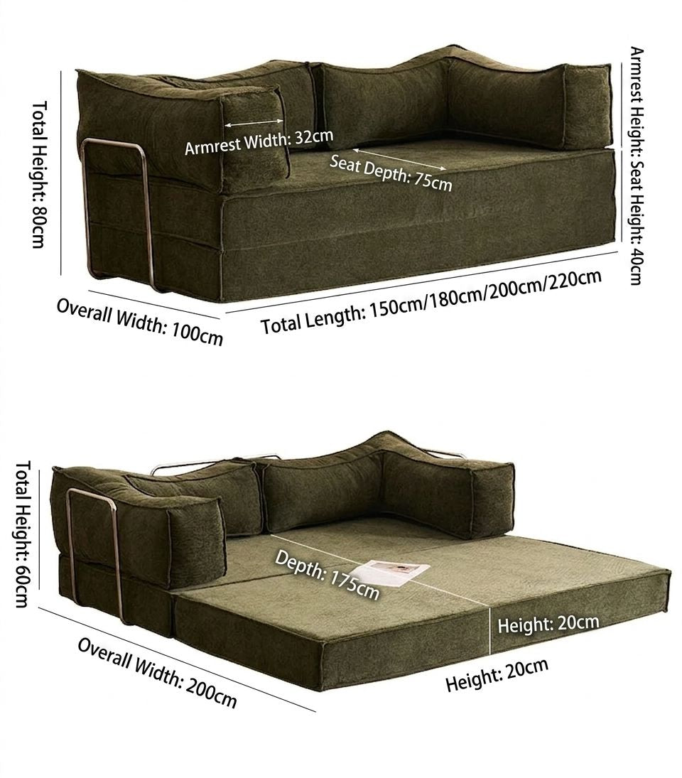 Modular Folding Sofa Bed – Retro Style Compression Lounge Sofa for Living Room &amp; Bedroom Sofa Bed For Livingroom Manwatstore