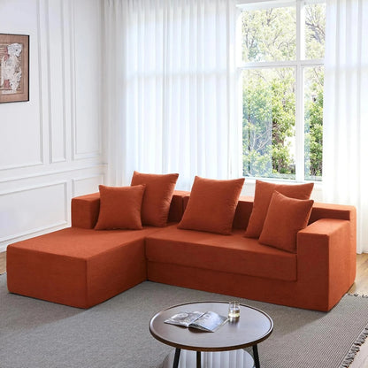 Modular L-Shape Sofa Bed – Corduroy Cloud Corner Couch Manwatstore