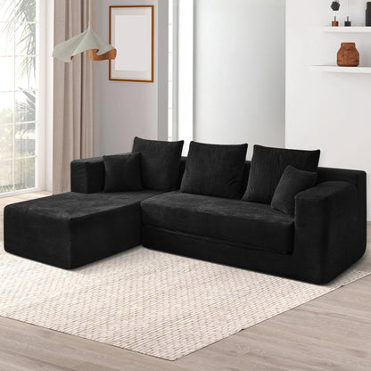 Modular L-Shape Sofa Bed – Corduroy Cloud Corner Couch Manwatstore