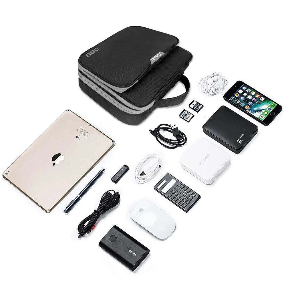 Multi-Layer Electronic Accessories Organiser Bag – Large Capacity Travel Cable &amp; iPad Storage Case Manwatstore