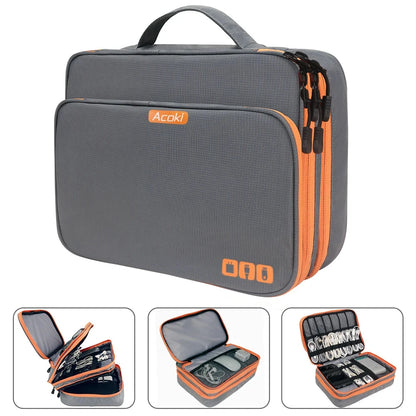 Multi-Layer Electronic Accessories Organiser Bag – Large Capacity Travel Cable &amp; iPad Storage Case Manwatstore