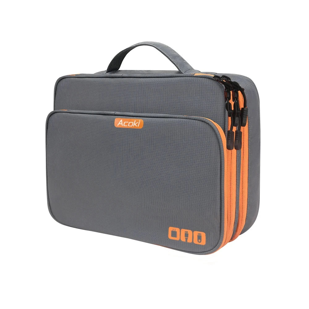 Multi-Layer Electronic Accessories Organiser Bag – Large Capacity Travel Cable &amp; iPad Storage Case Manwatstore