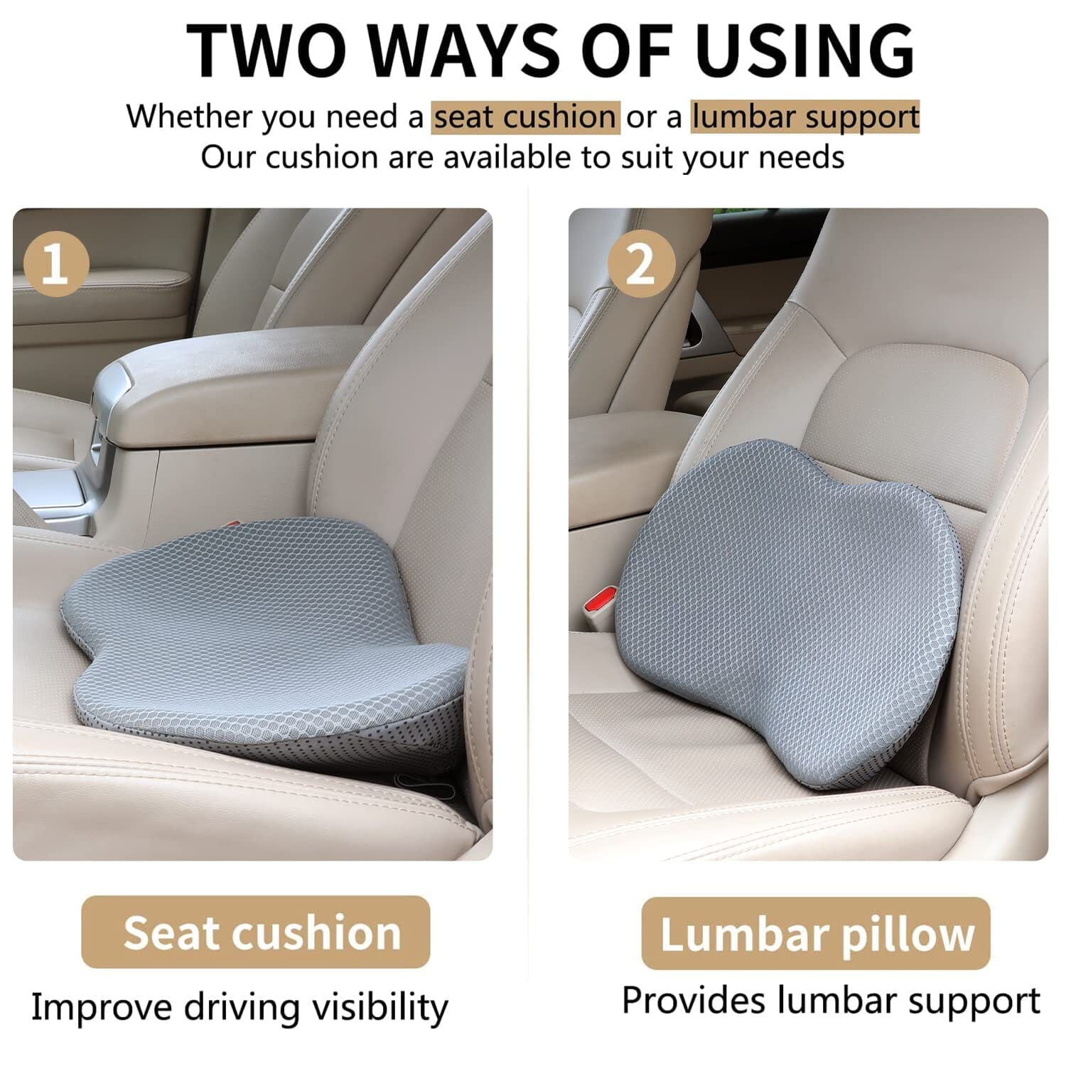 Multifunctional Car Seat Cushion Universal Memory Lumbar Pillow Support Driver Breathable Relief Comfort Chair Car Seat Pad 0 Manwatstore
