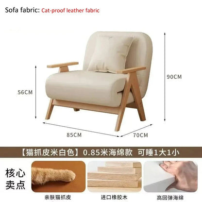 Multifunctional Solid Wood Folding Sofa Bed - Living Room Single Double Foldable Sofa 85/105/125 Cm Various Sizes Available Manwatstore
