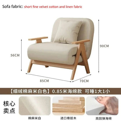 Multifunctional Solid Wood Folding Sofa Bed - Living Room Single Double Foldable Sofa 85/105/125 Cm Various Sizes Available Manwatstore