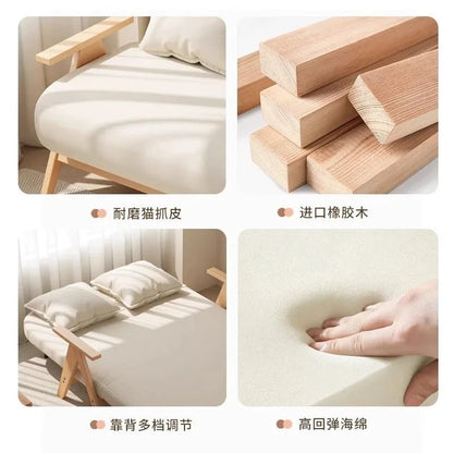 Multifunctional Solid Wood Folding Sofa Bed - Living Room Single Double Foldable Sofa 85/105/125 Cm Various Sizes Available Manwatstore