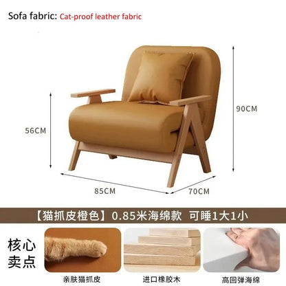 Multifunctional Solid Wood Folding Sofa Bed - Living Room Single Double Foldable Sofa 85/105/125 Cm Various Sizes Available Manwatstore