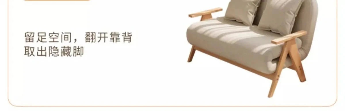 Multifunctional Solid Wood Folding Sofa Bed - Living Room Single Double Foldable Sofa 85/105/125 Cm Various Sizes Available Manwatstore