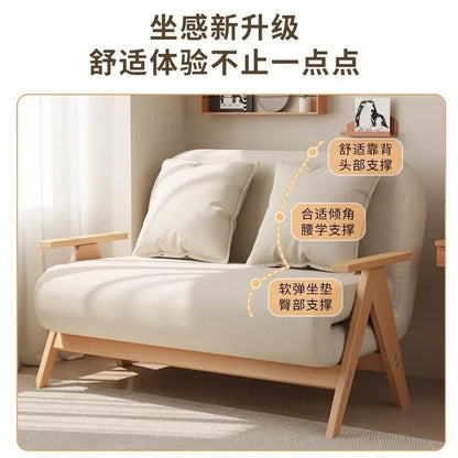 Multifunctional Solid Wood Folding Sofa Bed - Living Room Single Double Foldable Sofa 85/105/125 Cm Various Sizes Available Manwatstore