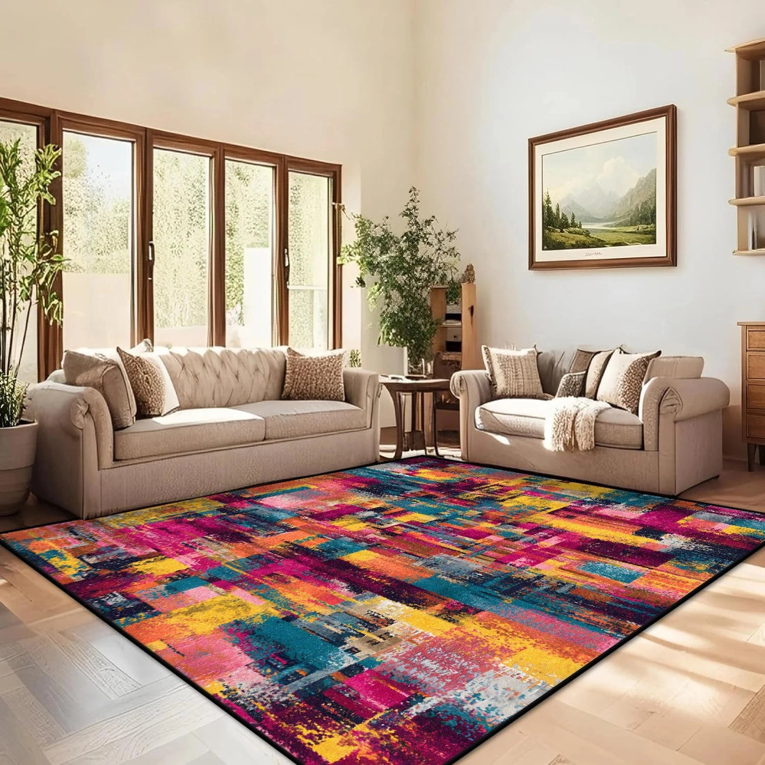 Nordic Abstract Non-Slip Geometry Colorful Carpet Rug for Living Room Bedroom Home Sofa Decor Kids Game Area Floor Mat Gift Manwatstore