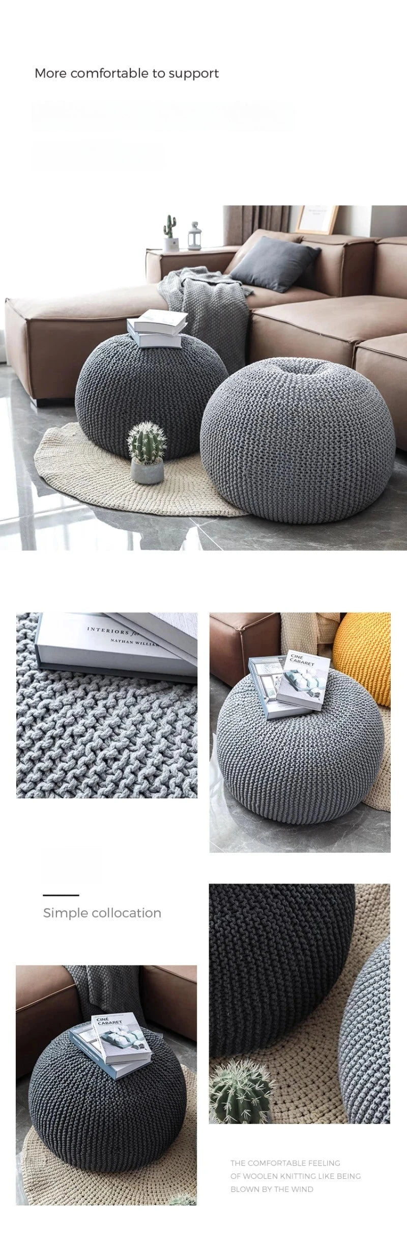 Nordic Cotton Bean Bag Sofas Single Weaving Lazy Tatami Living Room 1-person Upholstered Sofa Comfortable Living Room Furniture Manwatstore