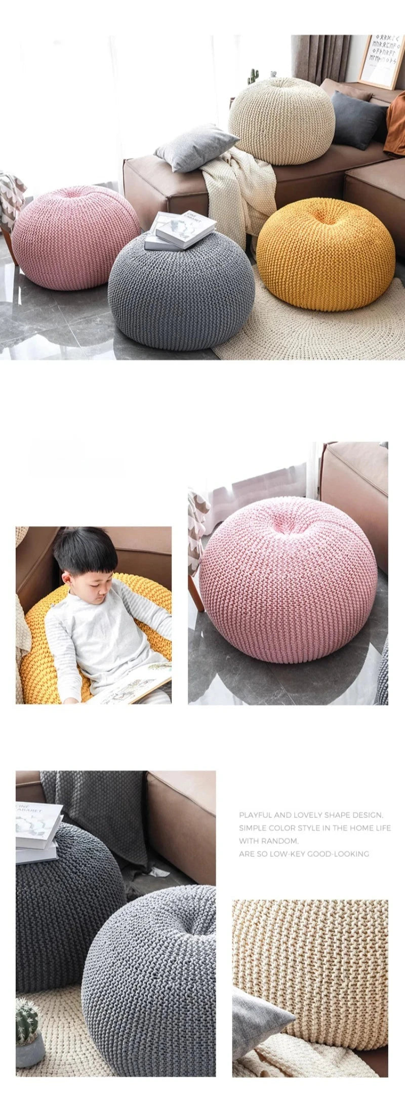 Nordic Cotton Bean Bag Sofas Single Weaving Lazy Tatami Living Room 1-person Upholstered Sofa Comfortable Living Room Furniture Manwatstore