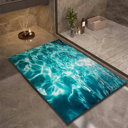 Ocean Wave Bathroom Rug 3D Water Effect Non Slip Soft Decor Home Spa Gift Durable Modern Floor Mat Manwatstore