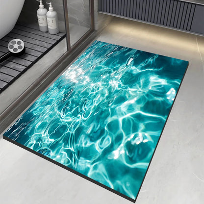 Ocean Wave Bathroom Rug 3D Water Effect Non Slip Soft Decor Home Spa Gift Durable Modern Floor Mat Manwatstore