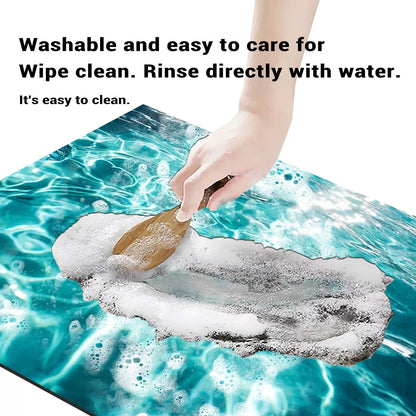 Ocean Wave Bathroom Rug 3D Water Effect Non Slip Soft Decor Home Spa Gift Durable Modern Floor Mat Manwatstore