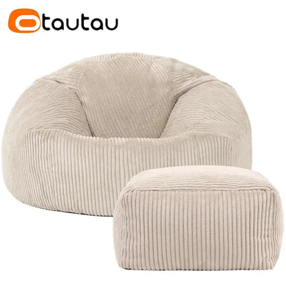 OTAUTAU Flannel/Velvet Bean Bag Chair Cover No Filler Floor Beanbag Sac Pouf Ottoman Single Sofa Frameless Furniture DD025 Manwatstore