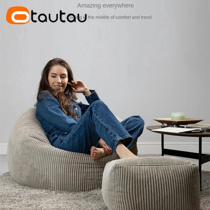 OTAUTAU Flannel/Velvet Bean Bag Chair Cover No Filler Floor Beanbag Sac Pouf Ottoman Single Sofa Frameless Furniture DD025 Manwatstore