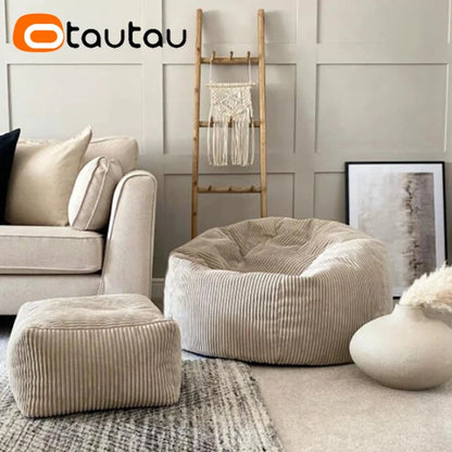 OTAUTAU Flannel/Velvet Bean Bag Chair Cover No Filler Floor Beanbag Sac Pouf Ottoman Single Sofa Frameless Furniture DD025 Manwatstore