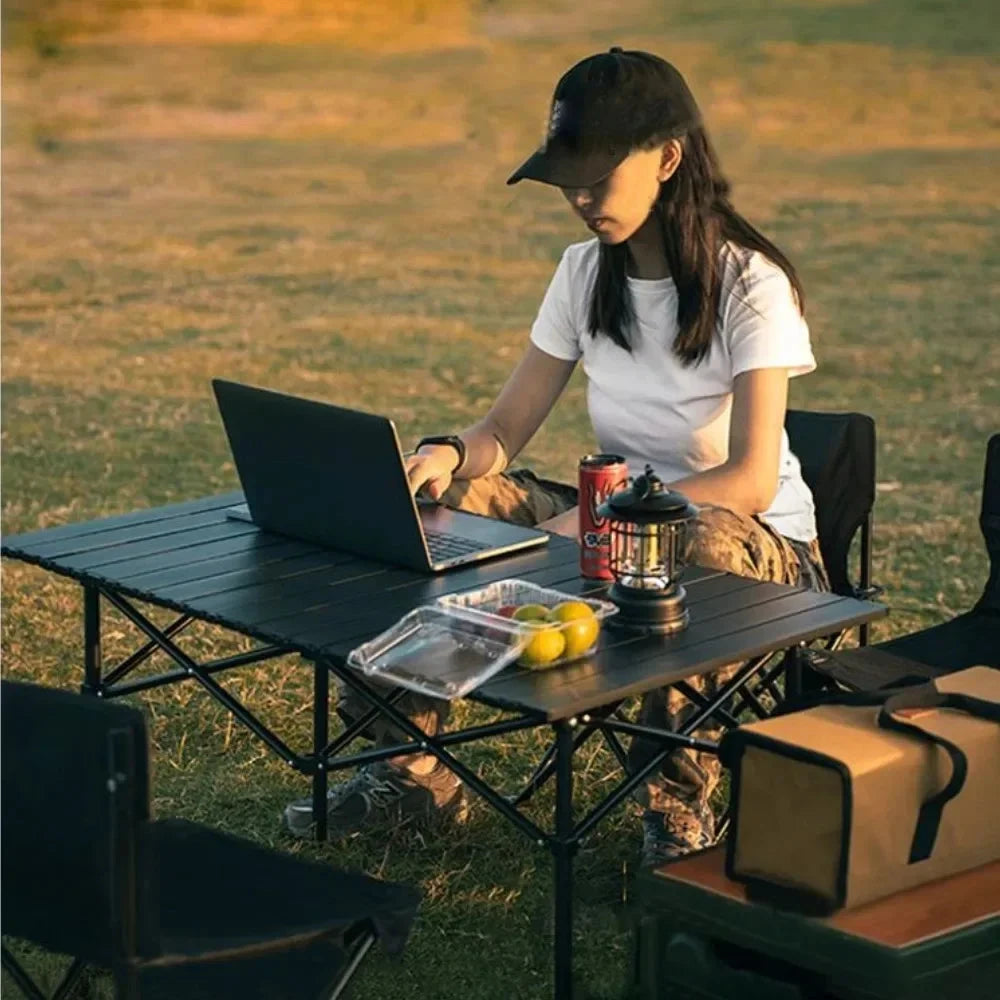 Outdoor Folding Table Easy To Install Camping Desk Aluminum Alloy Lightweight Picnic Tables Portable Storage Egg Roll Long Desks Manwatstore