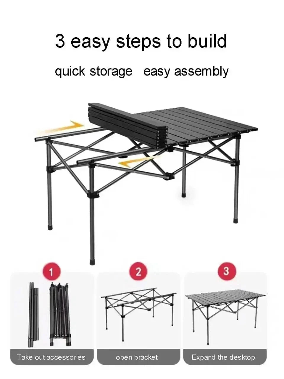 Outdoor Folding Table Easy To Install Camping Desk Aluminum Alloy Lightweight Picnic Tables Portable Storage Egg Roll Long Desks Manwatstore