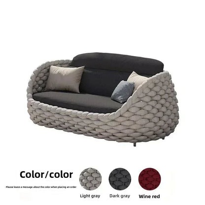 Outdoor Rattan Patio Furniture Set Cushioned Wicker Loveseat Garden Backyard Porch Sofa All Weather Durable Manwatstore