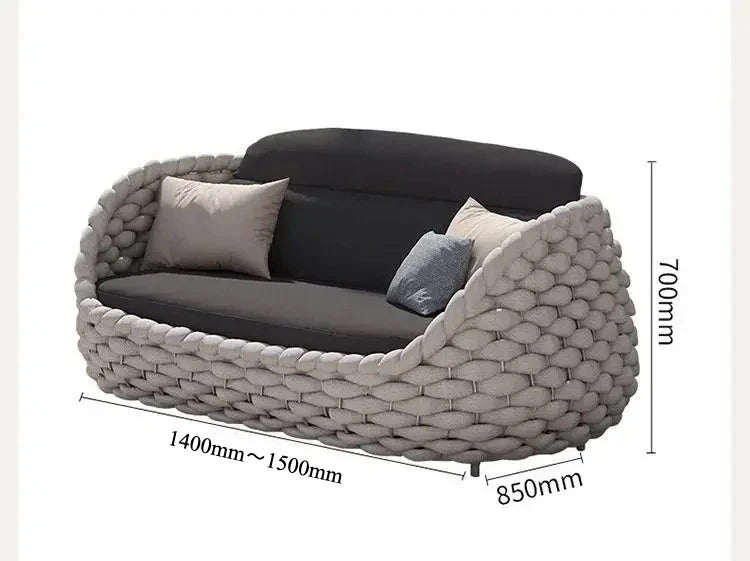 Outdoor Rattan Patio Furniture Set Cushioned Wicker Loveseat Garden Backyard Porch Sofa All Weather Durable Manwatstore