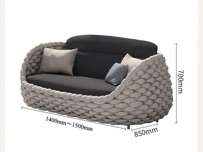 Outdoor Rattan Patio Furniture Set Cushioned Wicker Loveseat Garden Backyard Porch Sofa All Weather Durable Manwatstore