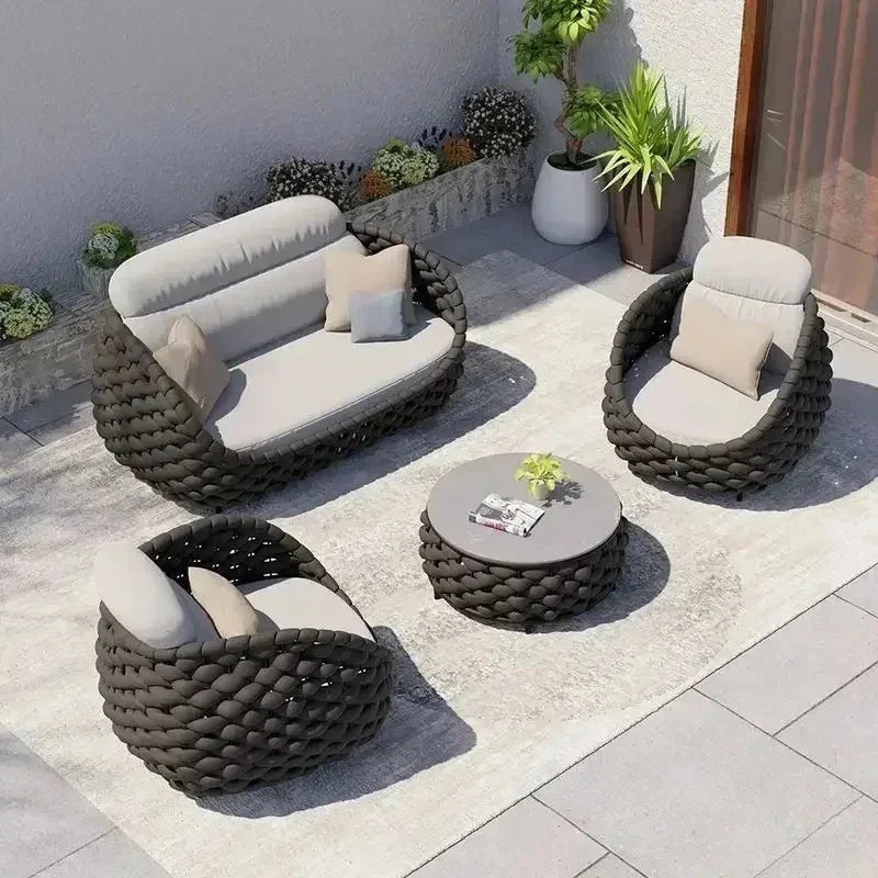 Outdoor Rattan Patio Furniture Set Cushioned Wicker Loveseat Garden Backyard Porch Sofa All Weather Durable Manwatstore