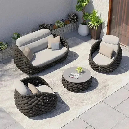 Outdoor Rattan Patio Furniture Set Cushioned Wicker Loveseat Garden Backyard Porch Sofa All Weather Durable Manwatstore
