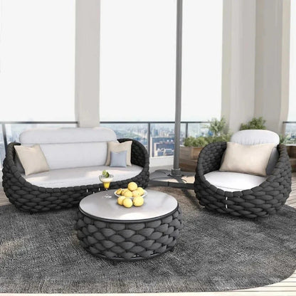 Outdoor Rattan Patio Furniture Set Cushioned Wicker Loveseat Garden Backyard Porch Sofa All Weather Durable Manwatstore