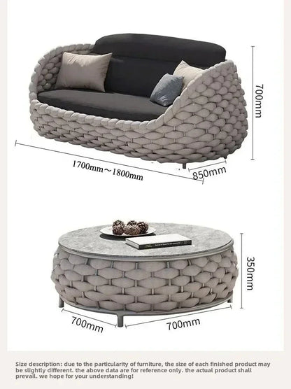 Outdoor Rattan Patio Furniture Set Cushioned Wicker Loveseat Garden Backyard Porch Sofa All Weather Durable Manwatstore