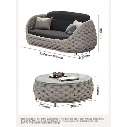 Outdoor Rattan Patio Furniture Set Cushioned Wicker Loveseat Garden Backyard Porch Sofa All Weather Durable Manwatstore