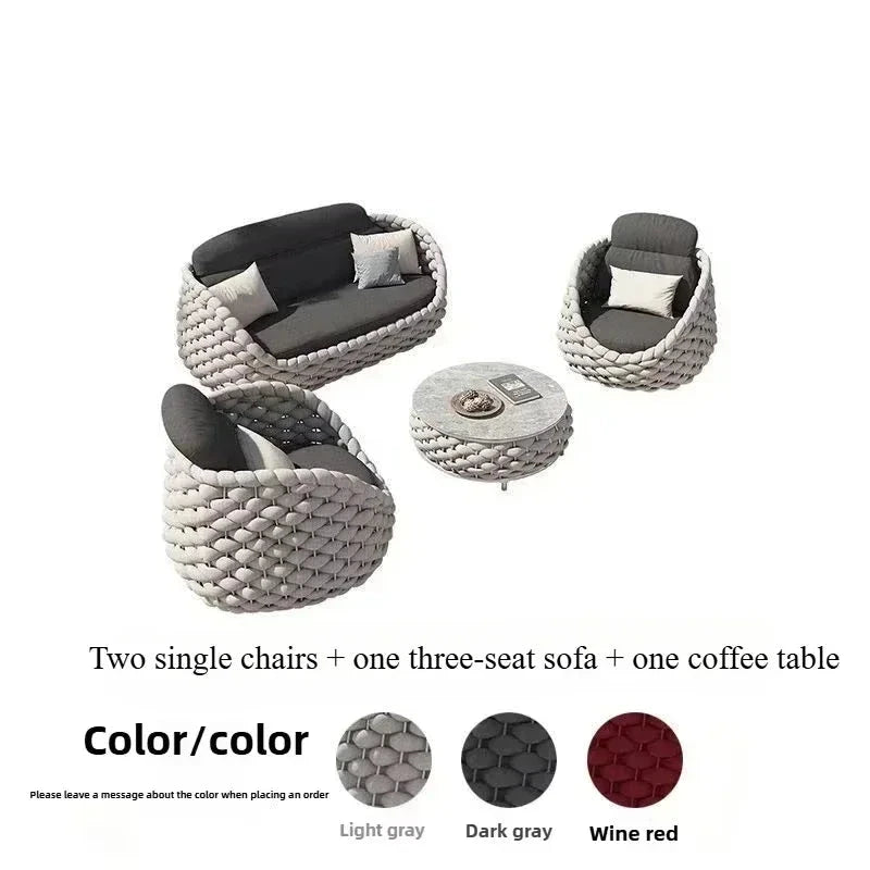Outdoor Rattan Patio Furniture Set Cushioned Wicker Loveseat Garden Backyard Porch Sofa All Weather Durable Manwatstore
