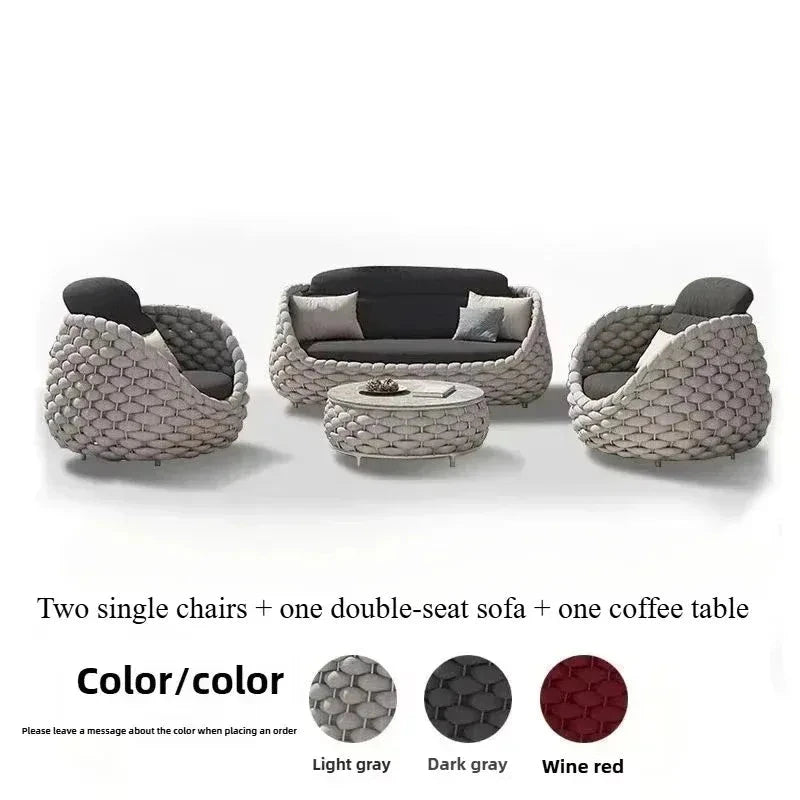 Outdoor Rattan Patio Furniture Set Cushioned Wicker Loveseat Garden Backyard Porch Sofa All Weather Durable Manwatstore