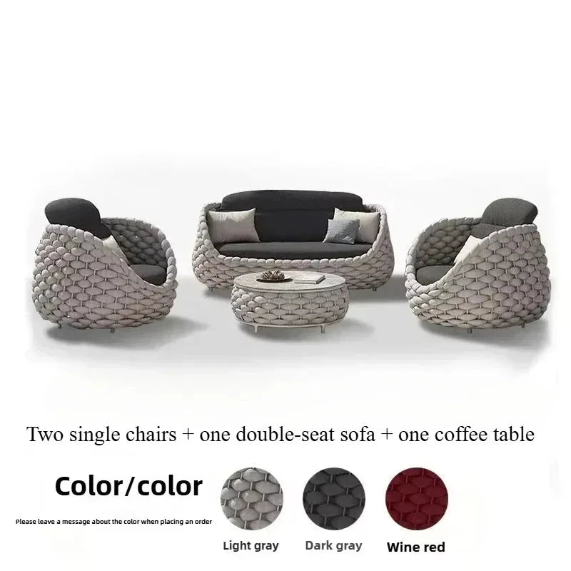 Outdoor Rattan Patio Furniture Set Cushioned Wicker Loveseat Garden Backyard Porch Sofa All Weather Durable Manwatstore